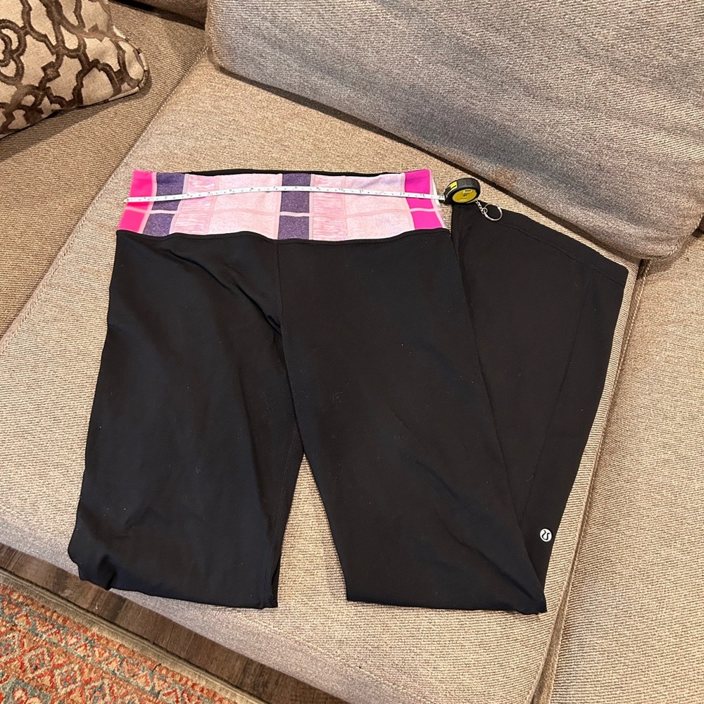 Lululemon Black Yoga pants with Pink and Purple Waistband